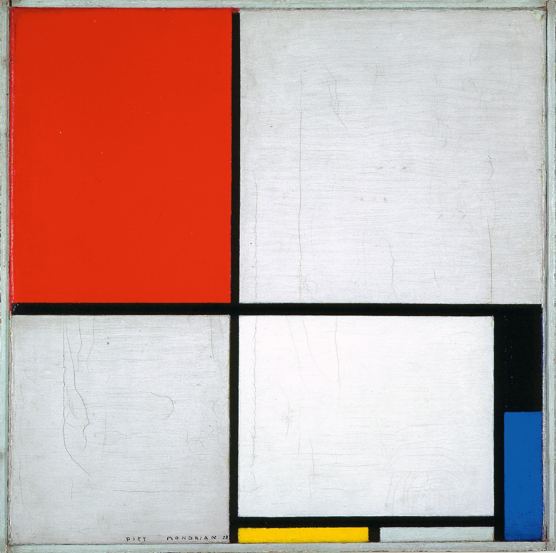 Abb. 1: Piet Mondrian, <em>Komposition mit Rot, Schwarz, Blau und Gelb</em>, 1928, Öl auf Leinwand, 45,2 x 45 cm, Wilhelm-Hack-Museum, Ludwigshafen am Rhein Foto: Wilhelm-Hack-Museum, Ludwigshafen am Rhein Studio Digital